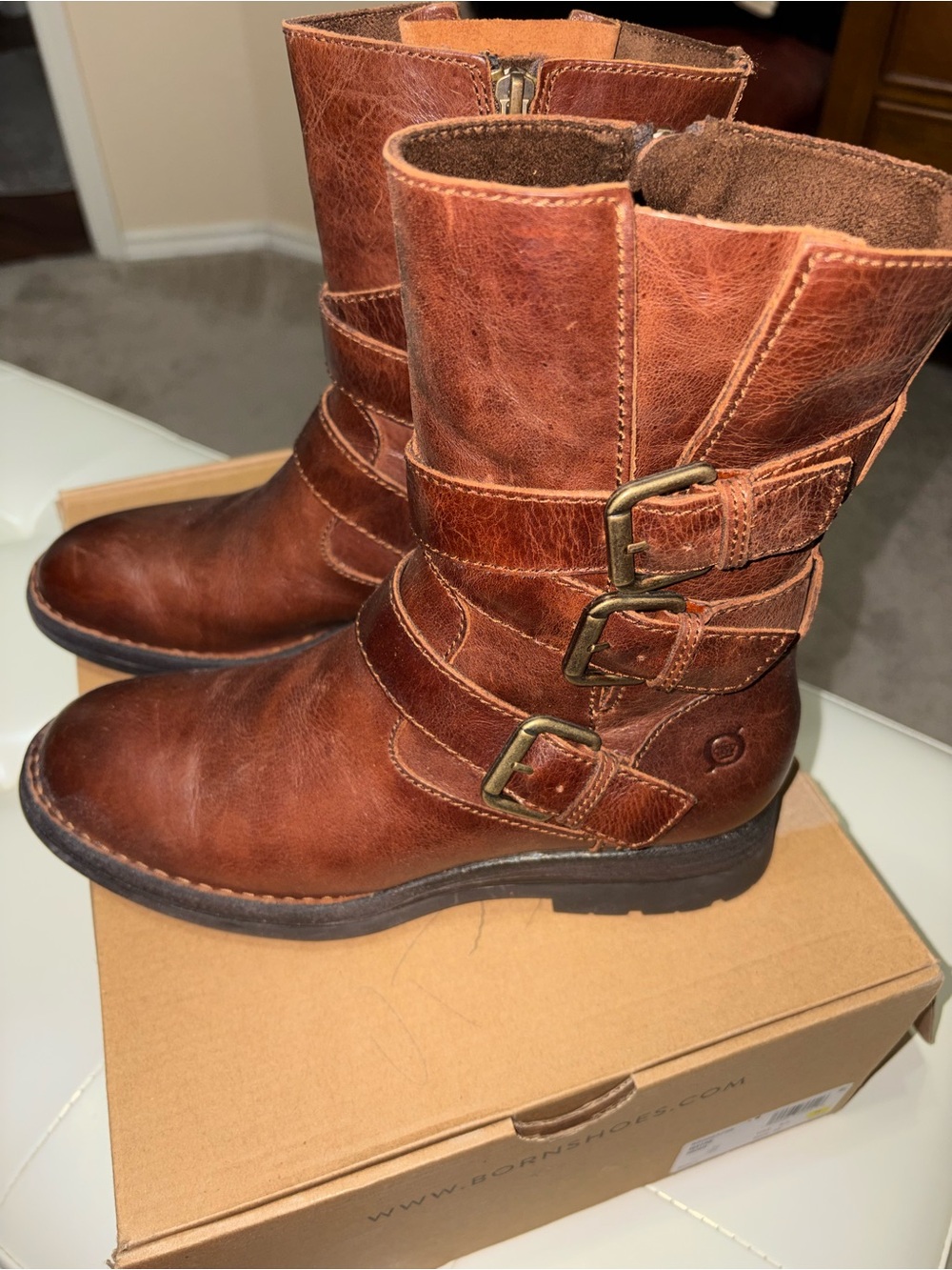 Born Brown “Mayne” Boots Sz 8 1/2 Preowned - Picture 4 of 7